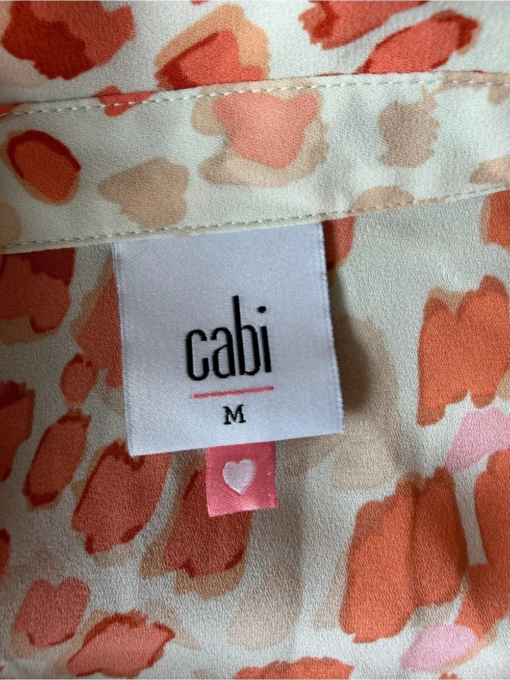 CAbi Coral and Cream Animal Print Blouse - Picture 2 of 7